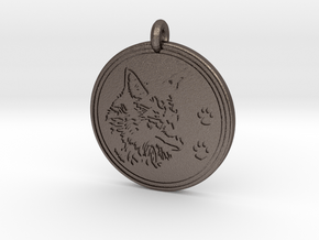 Coyote Animal Totem Pendant  in Polished Bronzed-Silver Steel