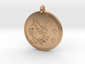 Coyote Animal Totem Pendant  in Polished Bronze