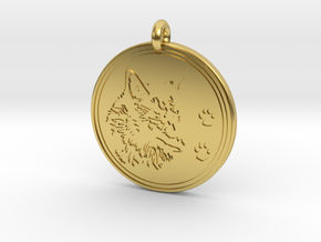 Coyote Animal Totem Pendant  in Polished Brass