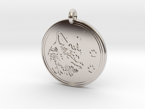 Coyote Animal Totem Pendant  in Rhodium Plated Brass
