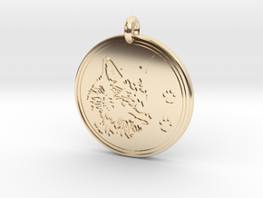 Coyote Animal Totem Pendant  in 14k Gold Plated Brass
