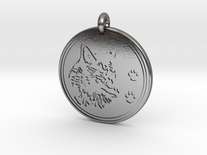 Coyote Animal Totem Pendant  in Polished Silver
