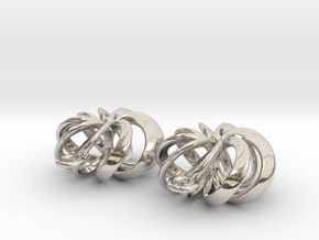 Rosette - Earrings in cast metals or steel in Rhodium Plated Brass