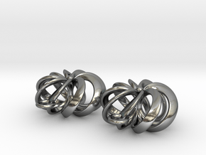 Rosette - Earrings in cast metals or steel in Polished Silver