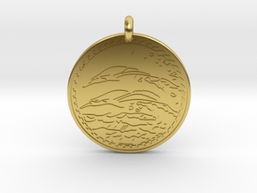 Dolphin Animal Totem Pendant in Polished Brass