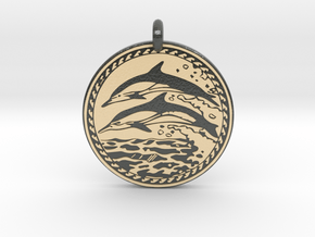 Dolphin Animal Totem Pendant in Glossy Full Color Sandstone