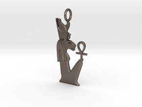 Sekhmet(/Bast)-Mut amulet in Polished Bronzed-Silver Steel