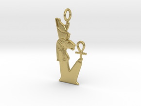 Sekhmet(/Bast)-Mut amulet in Natural Brass