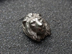 Lion Head Lapel Pin in Polished Nickel Steel