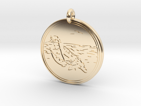 Gray Whale Animal Totem Pendant in 14K Yellow Gold