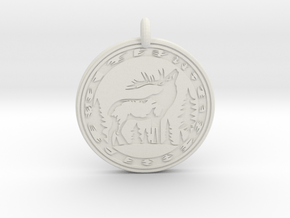 Elk Animal Totem Pendant in White Natural Versatile Plastic