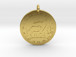 Elk Animal Totem Pendant in Polished Brass