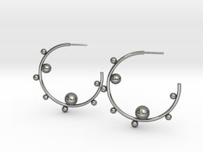 Planet Hoop Earrings  in Polished Silver