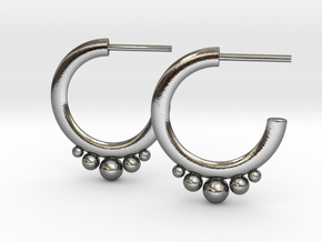 Hoop Earrings Degrading Spheres in Polished Silver