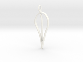 Leaf Pendant in White Processed Versatile Plastic