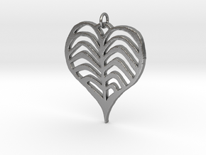 Rib cage Heart Pendant in Natural Silver