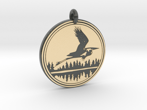 Great Blue Heron Animal Toten Pendant in Glossy Full Color Sandstone