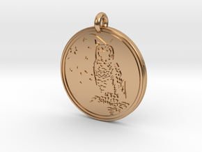 Great Horned Owl Animal Totem Pendant in Polished Bronze