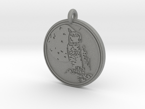 Great Horned Owl Animal Totem Pendant in Gray PA12