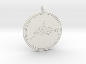 Great White Shark Animal Totem Pendant in White Natural Versatile Plastic