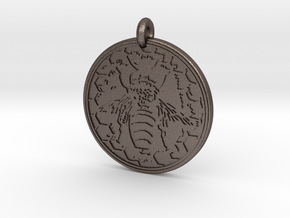Honey Bee Animal Totem Pendant in Polished Bronzed-Silver Steel