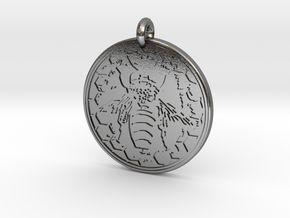 Honey Bee Animal Totem Pendant in Polished Silver