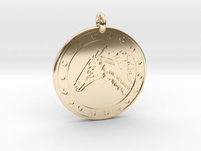 Horse Animal Totem Pendant 2 in 14k Gold Plated Brass
