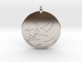 Humming bird Animal Totem Pendant in Platinum