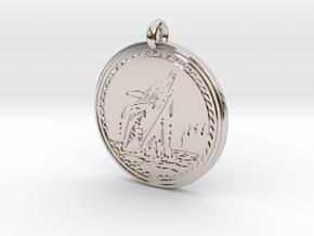 Humpback Whale Animal Totem Pendant in Rhodium Plated Brass