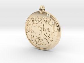 Javelina  Animal Totem Pendant 2 in 14k Gold Plated Brass