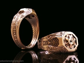 Steampunk Octagonal Ring in Natural Bronze