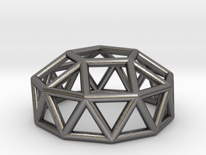0785 J24 Gyroelongated Pentagonal Cupola #1 in Polished Nickel Steel