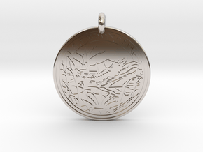 Painted Turtle Animal Totem Pendant in Rhodium Plated Brass