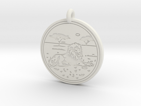 Lion Animal Totem Pendant in White Natural Versatile Plastic