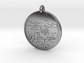 Lion Animal Totem Pendant in Polished Silver