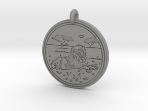 Lion Animal Totem Pendant in Gray PA12