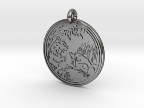 Lioness Animal Totem Pendant in Polished Silver