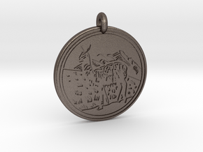 Llama Animal Totem Pendant in Polished Bronzed-Silver Steel