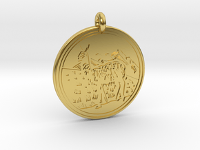 Llama Animal Totem Pendant in Polished Brass
