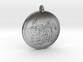 Llama Animal Totem Pendant in Polished Silver