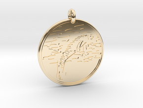 Manatee Animal Totem Pendant in 14k Gold Plated Brass