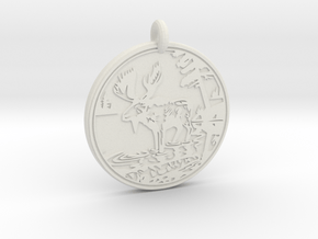 Moose Animal Totem Pendant in White Natural Versatile Plastic