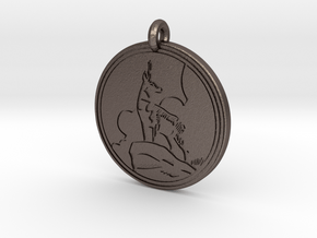 Pronghorn Antelope Animal Totem Pendant in Polished Bronzed-Silver Steel