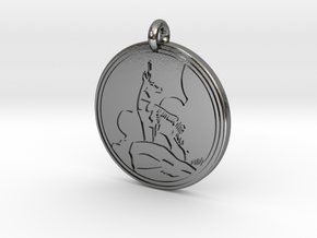 Pronghorn Antelope Animal Totem Pendant in Polished Silver