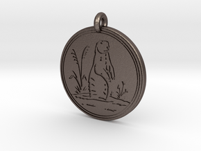Prairie Dog Animal Totem Pendant in Polished Bronzed-Silver Steel