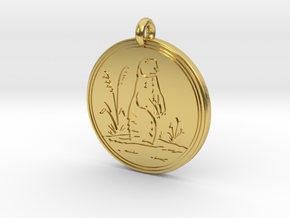 Prairie Dog Animal Totem Pendant in Polished Brass