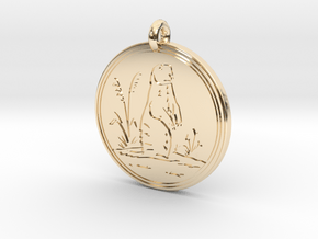 Prairie Dog Animal Totem Pendant in 14k Gold Plated Brass