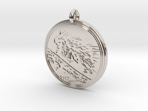North american Porcupine Animal Totem Pendant in Rhodium Plated Brass