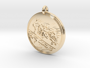 North american Porcupine Animal Totem Pendant in 14k Gold Plated Brass