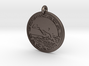 Orca Whale Animal Totem Pendant in Polished Bronzed-Silver Steel